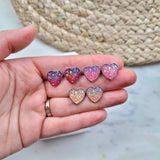 Pink Heart Druzy Stud Earrings
