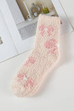 Pink Ribbon Pattern Fuzzy Socks