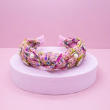 Kids Knot Headband - Embellished Rhinestone Pearl Tweed