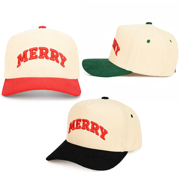 C.C MERRY Bold Letter Corduroy Trucker Cap