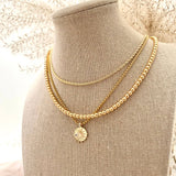 18k Gold Filled beaded layering necklace waterproof