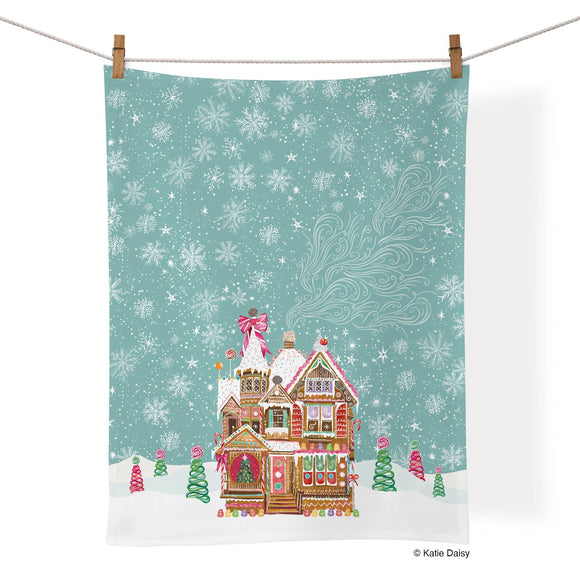 Gingerbread House Cotton Tea Towel | Holiday Hostess Gift