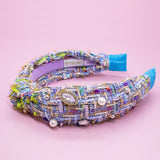 Kids Knot Headband - Embellished Rhinestone Pearl Tweed