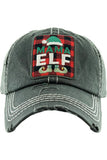 MAMA ELF Christmas Holiday Washed Vintage Baseball Cap