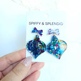 Christmas Ornament Earrings  - Blue Sparkle