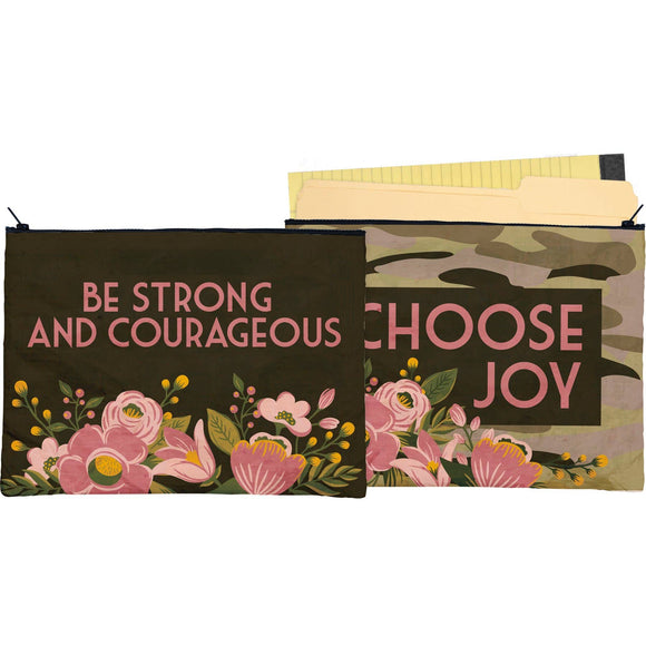 Be Strong And Courageous Zipper Folder