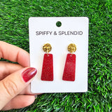 Mia Mini Earrings - Red Glitter Game Day