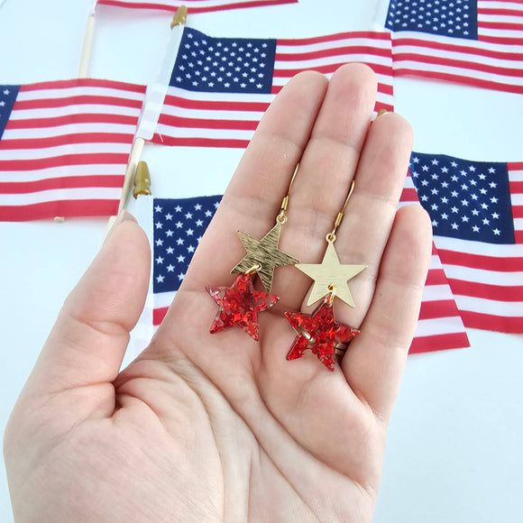 Starry Earrings - 4th of July Patriotic (Color Options Available)