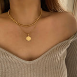 18k Gold Filled beaded layering necklace waterproof