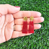 Mia Mini Earrings - Red Glitter Game Day