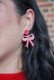 Bow Earrings - Red Shimmer