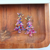 Christmas Tree Earrings - Light Pink Sparkle