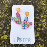 Confetti Heart Acrylic Love Statement Earrings