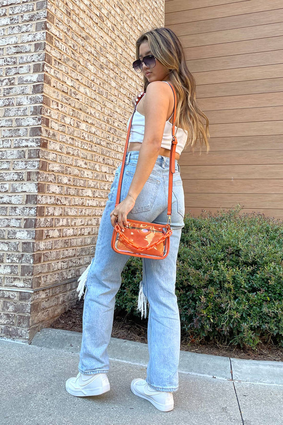 Game Day Jen & Co Clear Crossbody w/ Chain (Color Options Available)