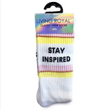 Living Royal Classic Crew Socks w/ Ribbed Tubing - "Stay Inspired"