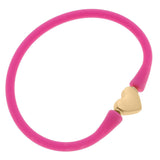 Canvas Style Bali 24K Gold Plated Heart Bead Silicone Bracelet (Color Options Available)
