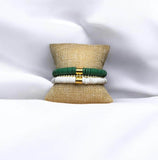 Green and White Game Day Bracelet Stack