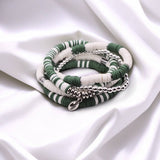 Green and White Game Day Bracelet Stack