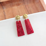 Mia Mini Earrings - Red Glitter Game Day