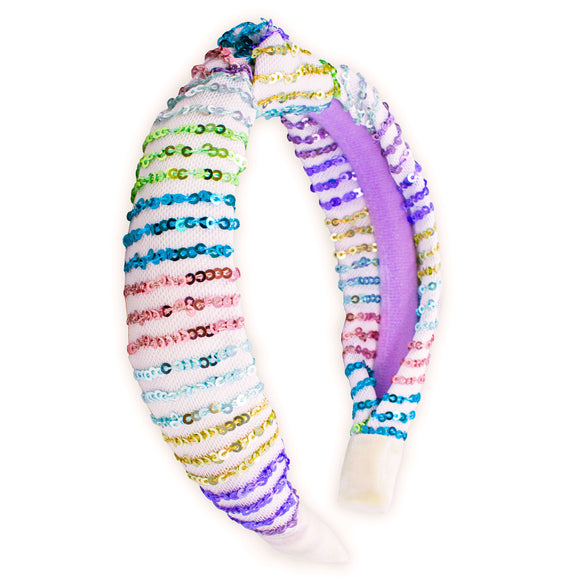 Kids Knot Headband - Rainbow Sequin Knotted Hair Accessories