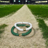 Green and White Game Day Bracelet Stack