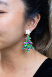 Christmas Tree Dangle Earrings (Green or Pink Sparkle)