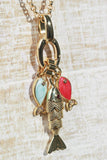 Red Fish Blue Fish Charm Necklace