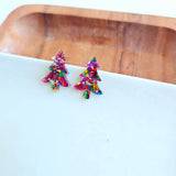 Christmas Tree Studs Earrings (Green or Pink Sparkle)