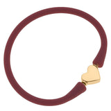 Canvas Style Bali 24K Gold Plated Heart Bead Silicone Bracelet (Color Options Available)