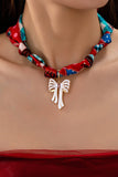 HANDMADE SCARF NECKLACE - CHRISTMAS SNOWMAN BOW