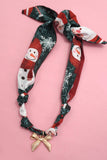 HANDMADE SCARF NECKLACE - CHRISTMAS SNOWMAN BOW