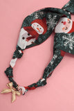 HANDMADE SCARF NECKLACE - CHRISTMAS SNOWMAN BOW