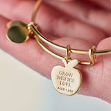 Alex & Ani Teacher 'Grow, Inspire, Love' Apple Charm Bangle