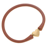 Canvas Style Bali 24K Gold Plated Heart Bead Silicone Bracelet (Color Options Available)