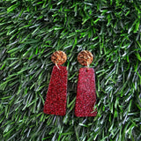 Mia Mini Earrings - Red Glitter Game Day