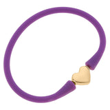 Canvas Style Bali 24K Gold Plated Heart Bead Silicone Bracelet (Color Options Available)