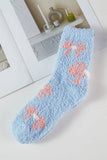 Pink Ribbon Pattern Fuzzy Socks