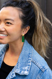 Mia Mini Earrings - Green Glitter Game Day