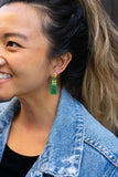 Mia Mini Earrings - Green Glitter Game Day