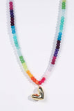 Rainbow Gemstone Gold Heart Necklace