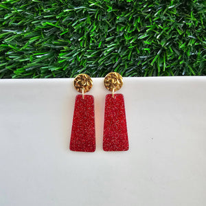 Mia Mini Earrings - Red Glitter Game Day