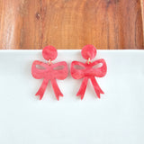 Bow Earrings - Red Shimmer