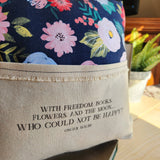 With Freedom, Books... Oscar Wilde, Reading Pillow, navy