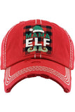 MAMA ELF Christmas Holiday Washed Vintage Baseball Cap