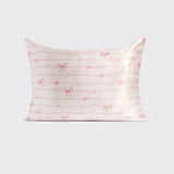 Holiday Satin Pillowcase in Striped Bows
