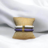 Purple and White Heishi Bead Bracelet Stack