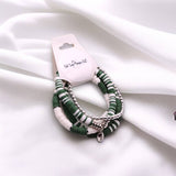 Green and White Game Day Bracelet Stack