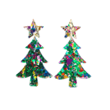 Christmas Tree Dangle Earrings (Green or Pink Sparkle)