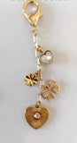 HEART BOW CLOVER STONE BAG CHARM
