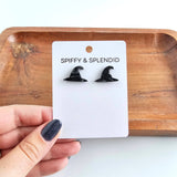 Witch Hat Studs - Black // Halloween Earrings